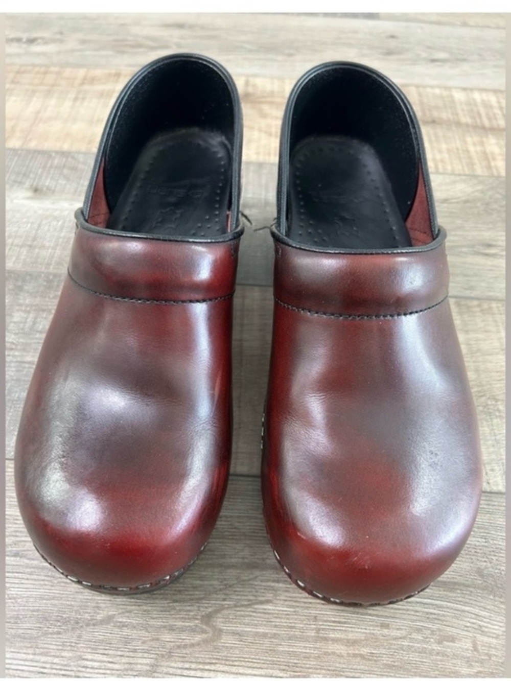Dansko Women's Leather Slip-On Clogs in Wine
